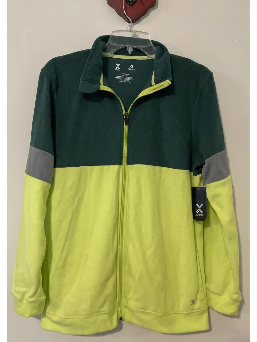 Xersion Boys XL 18/20 Green Full-Zip Lightweight Fleece Jacket NWT! A1906